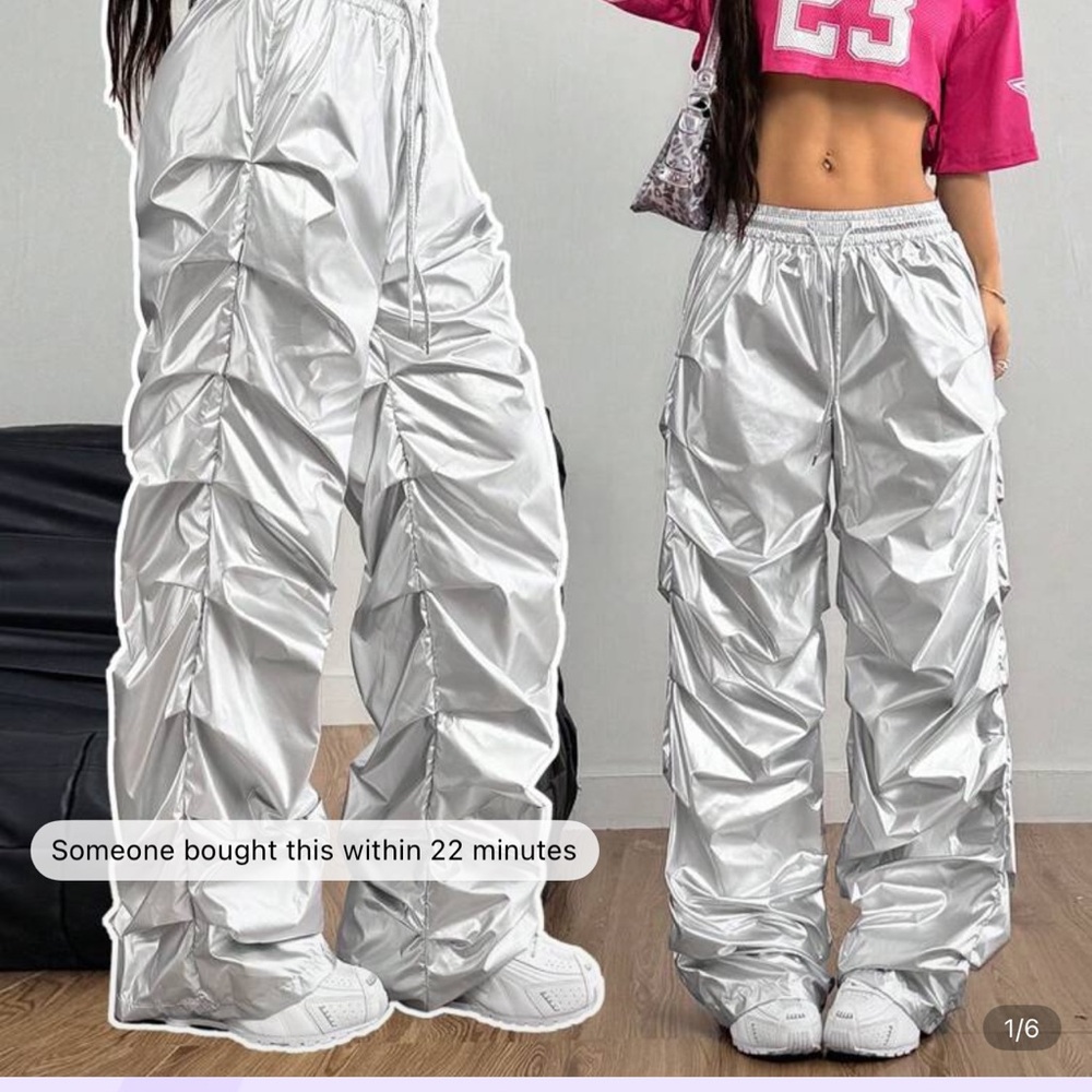 SHEIN Silver Track Pants for Women